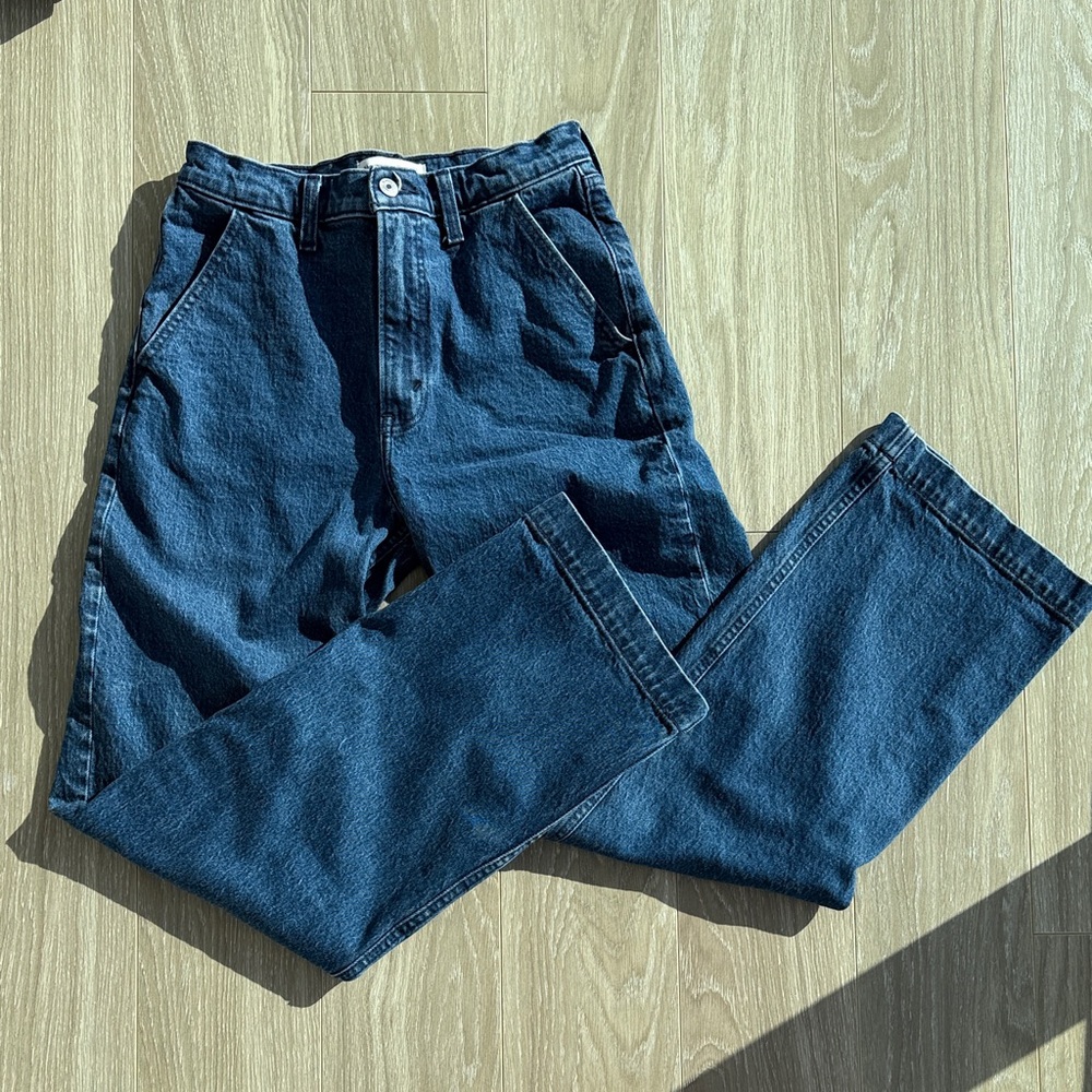 Abercrombie & Fitch 90s Relaxed Jean Dark Blue Denim - High Rise